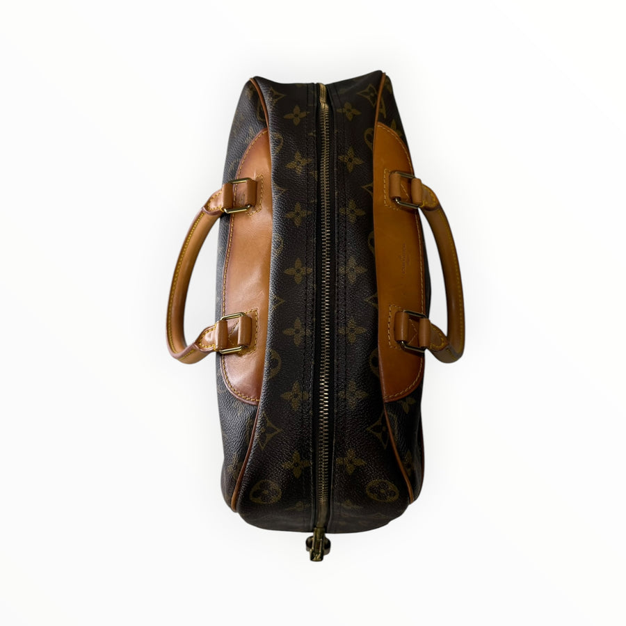 Sac de voyage Secondstore Louis Vuitton en toile Monogram marron avec finitions en cuir naturel et fermeture zippée