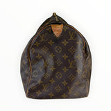 Sac de voyage Secondstore Louis Vuitton Speedy en toile Monogram marron avec finitions en cuir de vachette naturel