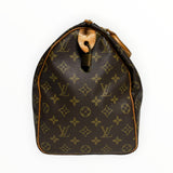 Sac de voyage Secondstore Louis Vuitton Speedy en toile Monogram marron avec finitions en cuir et cadenas doré