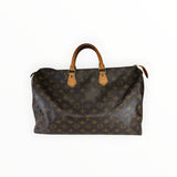 Sac de voyage Secondstore Louis Vuitton Speedy en toile Monogram marron avec anses en cuir naturel patiné