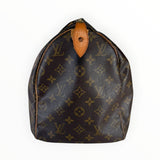 Sac de voyage Secondstore Louis Vuitton Speedy en toile Monogram marron avec finitions en cuir de vachette naturel
