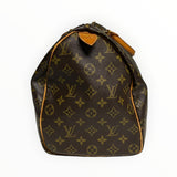 Sac de voyage Secondstore Louis Vuitton Speedy en toile Monogram marron avec finitions en cuir naturel