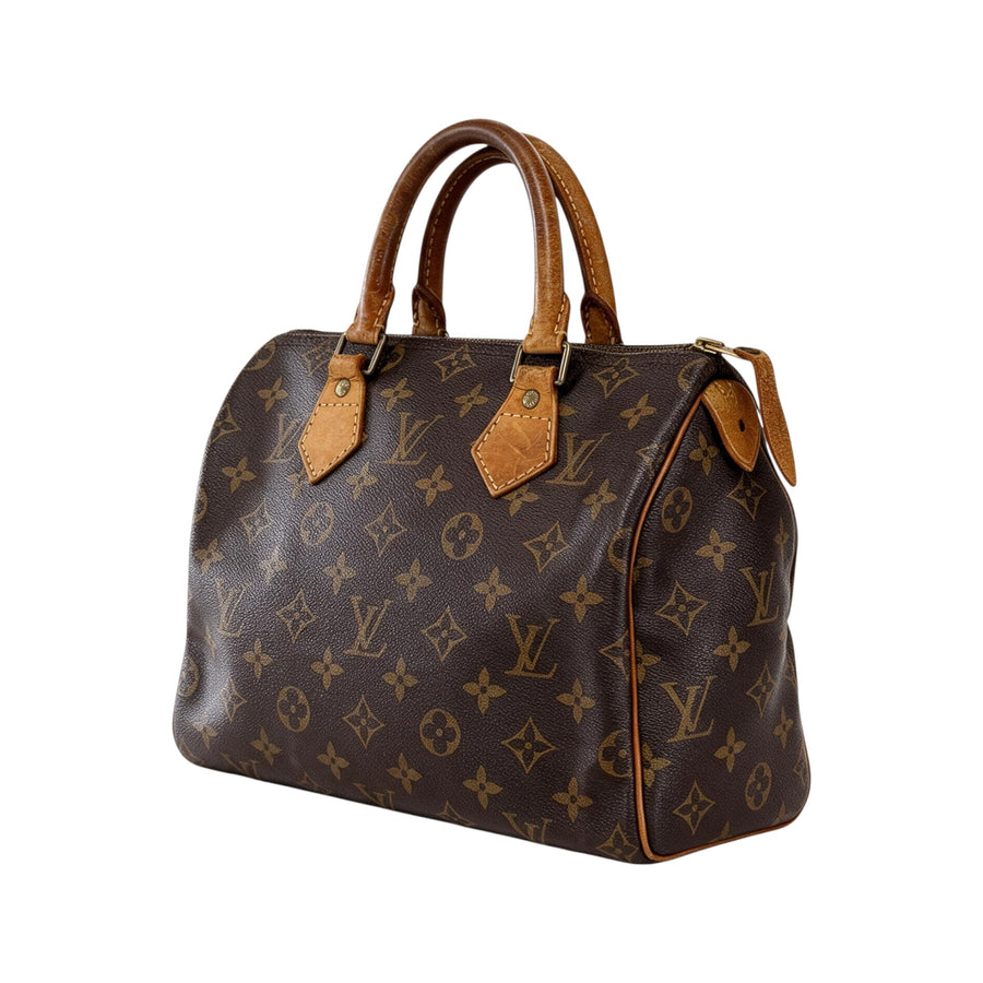 Sac à main Secondstore Louis Vuitton Speedy 25 en toile Monogram, vue de trois quarts