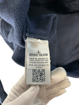 Secondstore Stone Island navy cotton sweatshirt authenticity label with Certilogo QR code and CLG code