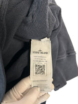 Secondstore Stone Island navy cotton hoodie interior authenticity label with QR code and Certilogo details