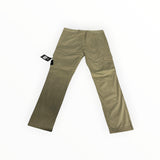 Secondstore beige Stone Island cotton cargo trousers with side pockets and iconic brand patch, back view.