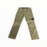 Secondstore beige Stone Island cotton cargo trousers with side pockets and iconic brand patch on the leg