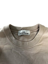 Secondstore beige Stone Island crewneck sweatshirt featuring a ribbed collar and internal brand label
