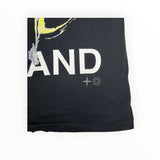 Secondstore Stone Island black cotton t-shirt with white graphic print and iconic compass logo detail