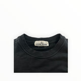 Secondstore black Stone Island crewneck sweatshirt featuring the iconic brand label on the inner collar.
