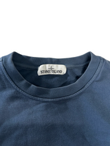 Secondstore Stone Island crewneck sweatshirt in deep blue garment-dyed cotton with interior brand neck label