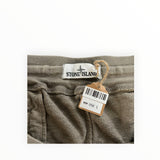 Secondstore Stone Island olive-taupe cotton jersey shorts with internal brand label and price tag