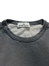 Secondstore Stone Island charcoal grey cotton crewneck sweatshirt with ribbed collar and interior brand label