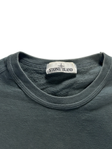 Secondstore Stone Island grey-green cotton crewneck sweatshirt featuring the iconic brand neck label