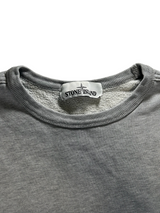 Secondstore Stone Island grey cotton fleece crewneck sweatshirt with interior brand label detail