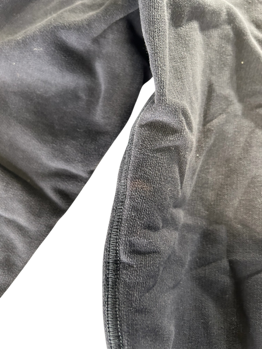 Secondstore Stone Island crewneck sweatshirt in dark grey cotton with visible seam detail and soft fabric texture