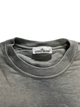 Secondstore grey Stone Island crewneck sweatshirt featuring a ribbed collar and internal brand label