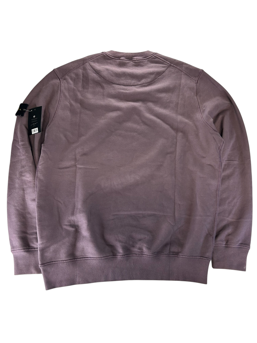 Secondstore mauve Stone Island crewneck sweatshirt in premium cotton with iconic compass badge on the left sleeve