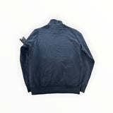 Secondstore Stone Island navy blue cotton full zip sweatshirt, back view with ribbed cuffs and hem.