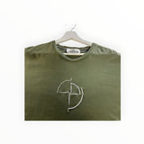 Secondstore olive green Stone Island cotton t-shirt with white embroidered compass logo on chest