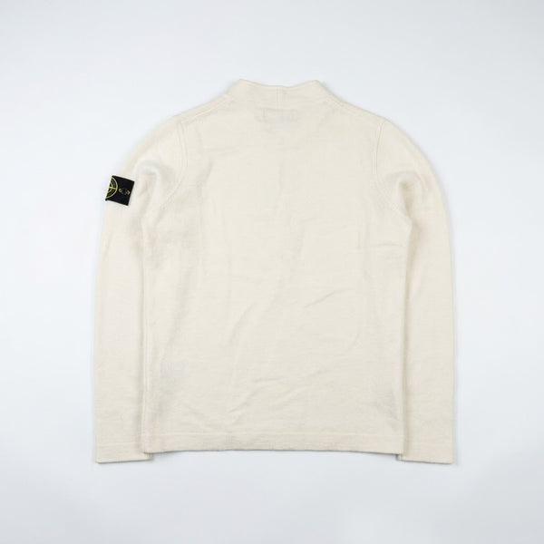Pull à col montant Secondstore Stone Island en maille crème avec badge boussole emblématique sur la manche
