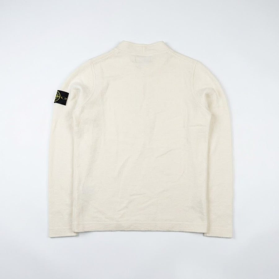 Pull à col montant Secondstore Stone Island en maille crème avec badge boussole emblématique sur la manche