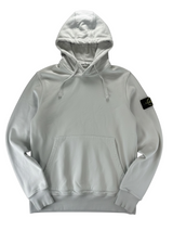 Sweat à capuche Secondstore Stone Island en coton bleu clair avec poche kangourou et badge boussole sur la manche