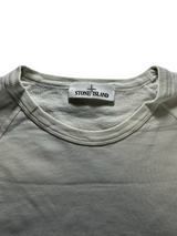 Col rond Secondstore Stone Island en coton gris clair avec étiquette de marque cousue au niveau du col