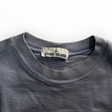 Sweat-shirt Secondstore Stone Island bleu à col rond avec étiquette de marque visible au niveau du col