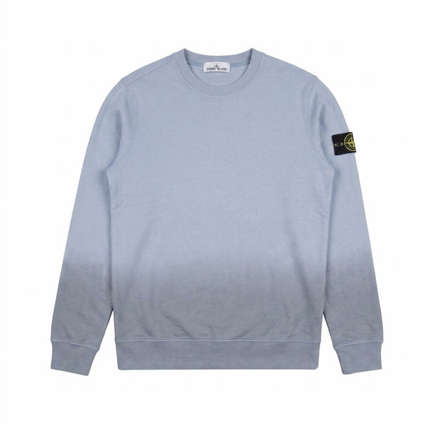 Sweat-shirt Secondstore Stone Island en coton bleu à effet dégradé avec badge boussole emblématique sur la manche