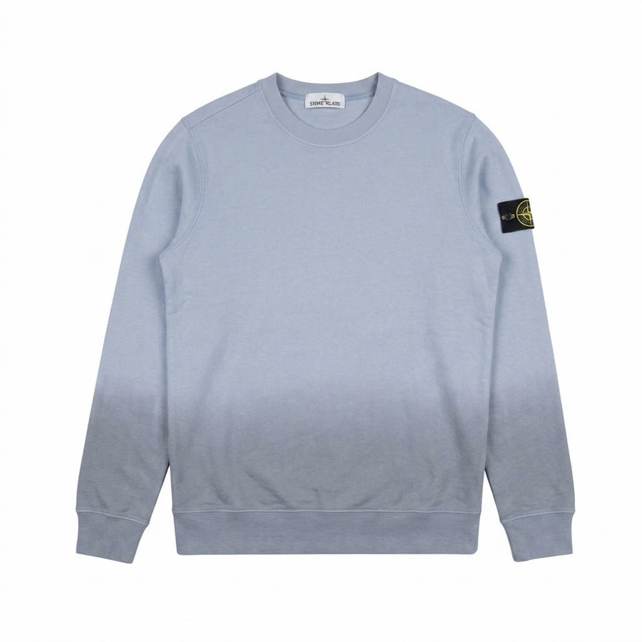 Sweat-shirt Secondstore Stone Island en coton bleu à effet dégradé avec badge boussole emblématique sur la manche