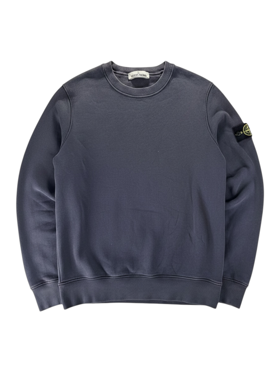 Sweat-shirt à col rond Secondstore Stone Island en coton gris anthracite avec badge boussole emblématique sur la manche