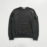 Sweat-shirt Secondstore Stone Island gris anthracite en coton avec poche poitrine et badge boussole sur la manche