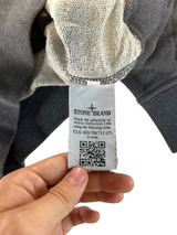 Secondstore Stone Island charcoal grey cotton sweatshirt interior label with Certilogo QR code for authenticity