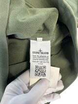 Secondstore Stone Island olive green crewneck sweatshirt interior authenticity label with QR code and Certilogo