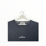 T-shirt noir en coton Secondstore Stone Island avec logo brodé sur la poitrine et col rond classique