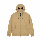Sweat-shirt zippé beige Secondstore C.P. Company en coton avec capuche Goggle iconique et poches latérales