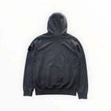 Vue arrière du sweat à capuche zippé Secondstore Stone Island en coton gris avec badge emblématique sur la manche
