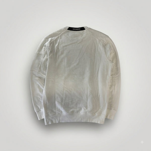 Vue arrière du sweat-shirt blanc Secondstore C.P. Company en coton avec col rond et finitions côtelées