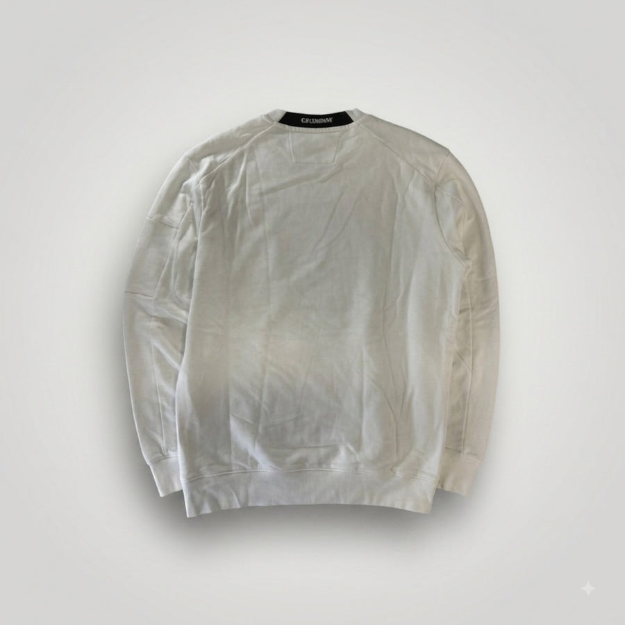 Vue arrière du sweat-shirt blanc Secondstore C.P. Company en coton avec col rond et finitions côtelées