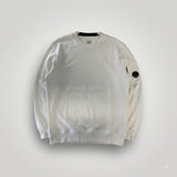 Sweat-shirt blanc Secondstore C.P. Company en coton avec col rond et poche zippée à lentille sur la manche gauche