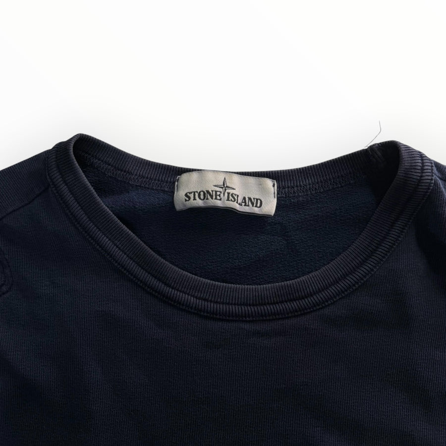 Sweat-shirt bleu marine Secondstore Stone Island avec col rond et étiquette de marque intérieure