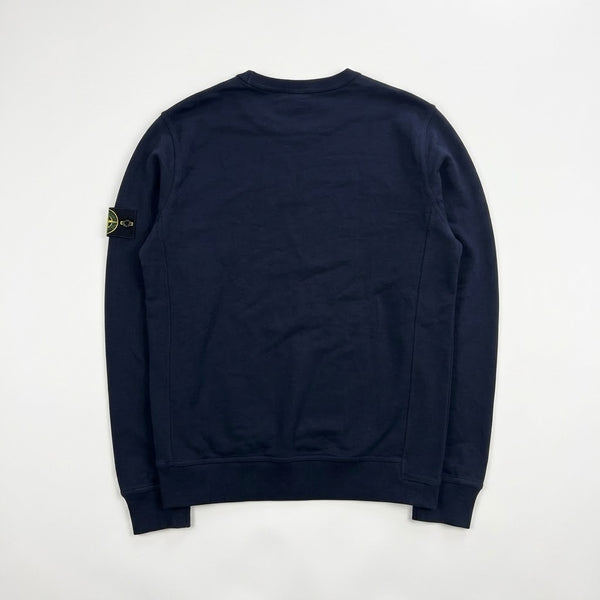 Sweat-shirt bleu marine Secondstore Stone Island avec col rond et badge boussole emblématique sur la manche gauche