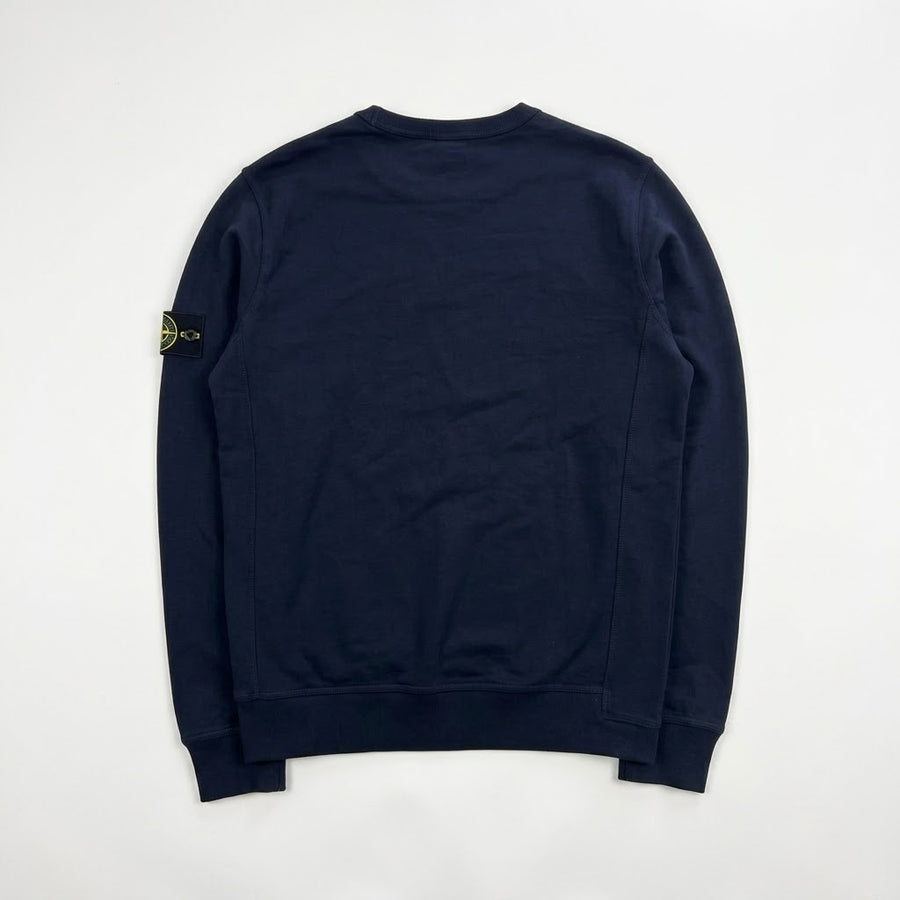 Sweat-shirt bleu marine Secondstore Stone Island avec col rond et badge boussole emblématique sur la manche gauche