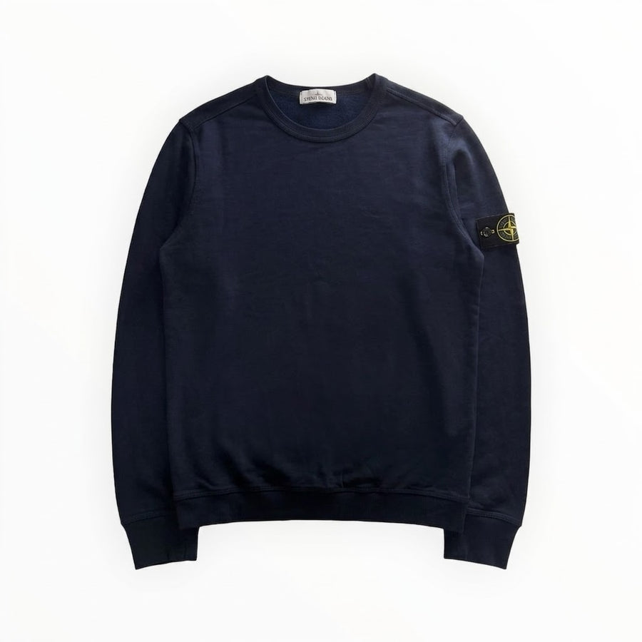 Sweat-shirt à col rond bleu marine Secondstore en coton avec badge boussole emblématique sur la manche gauche