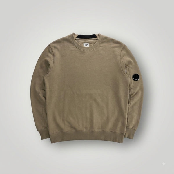 Sweat-shirt Secondstore C.P. Company beige en coton avec col rond et poche zippée à lentille sur la manche gauche