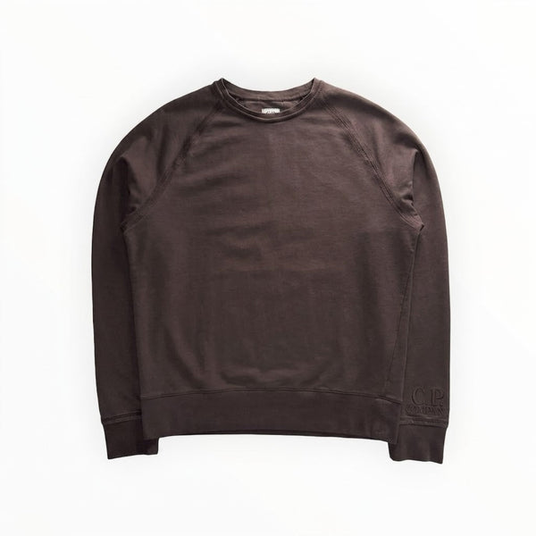 Sweat-shirt Secondstore C.P. Company marron en coton avec manches raglan et logo brodé sur le poignet