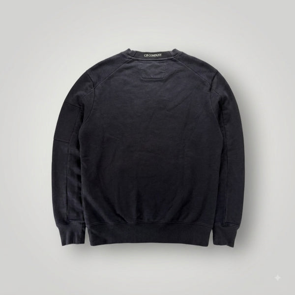 Vue arrière du sweat-shirt Secondstore C.P. Company noir en coton avec logo discret au col