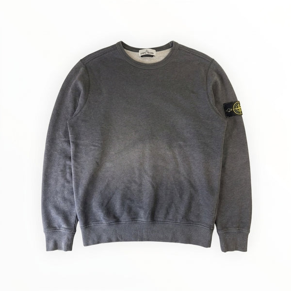 Sweat-shirt à col rond Secondstore gris en coton avec badge iconique sur la manche gauche