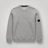 Sweat-shirt Secondstore C.P. Company gris chiné en coton avec col rond et poche zippée signature à lentille